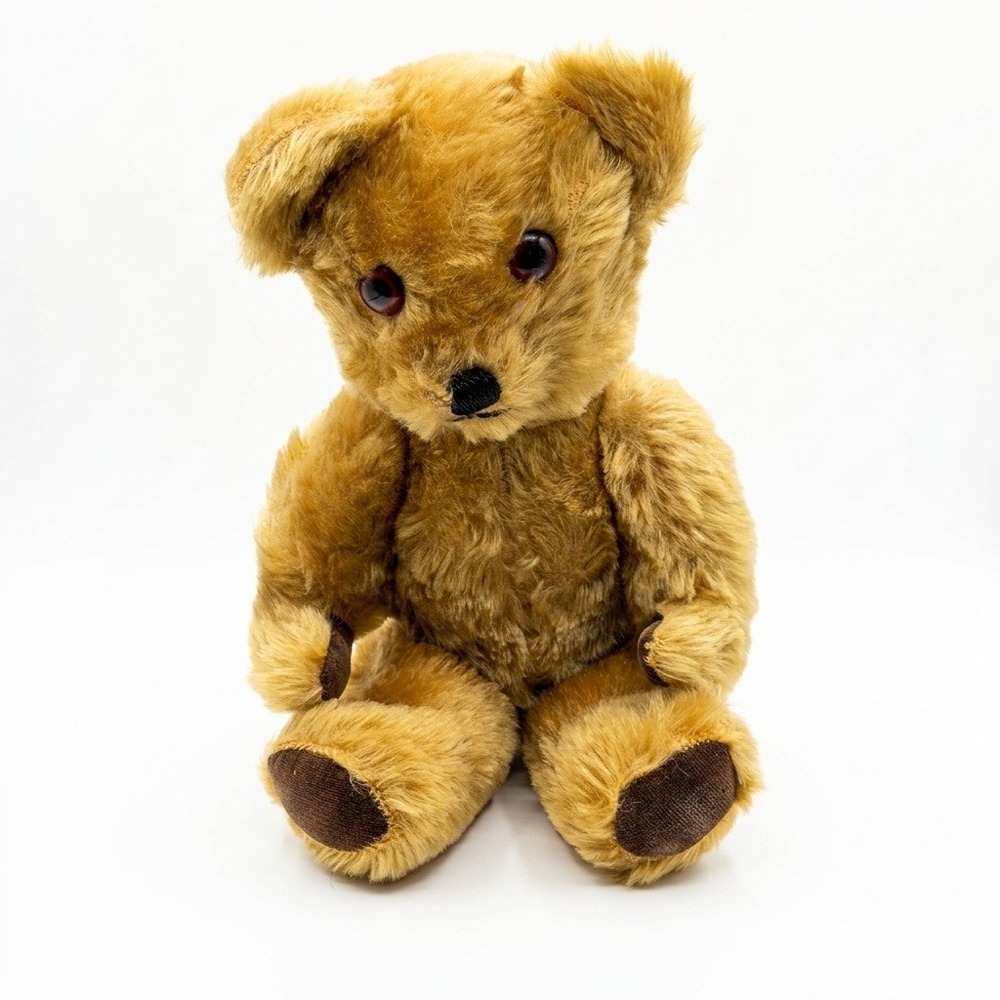 Vintage Merrythought Mohair Teddy Bear‎ 12in Golden Glass Eyes Wool Pads England